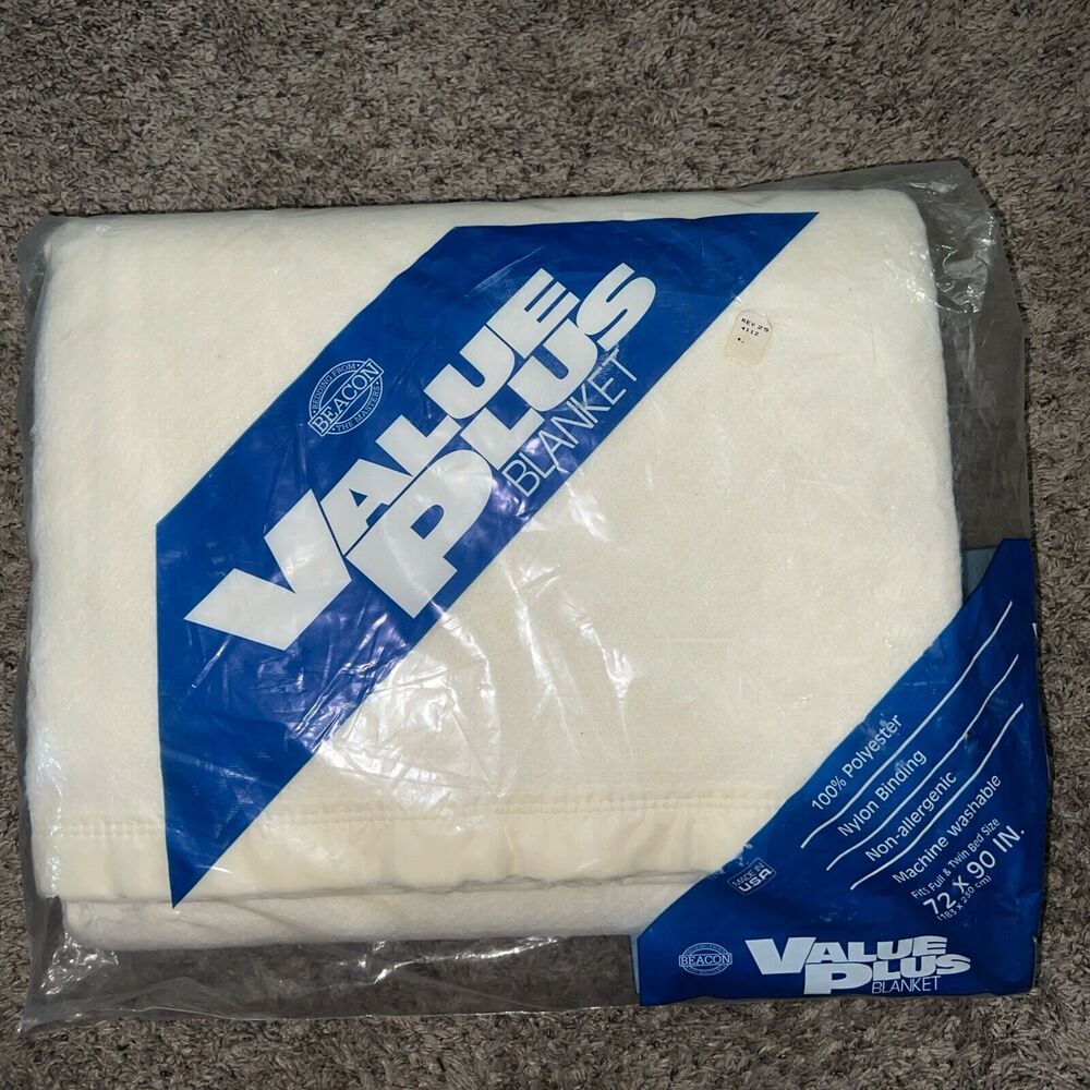 Vintage Beacon Value Plus Utility Blanket, Blue Polyester w/‎ Nylon Binding NOS